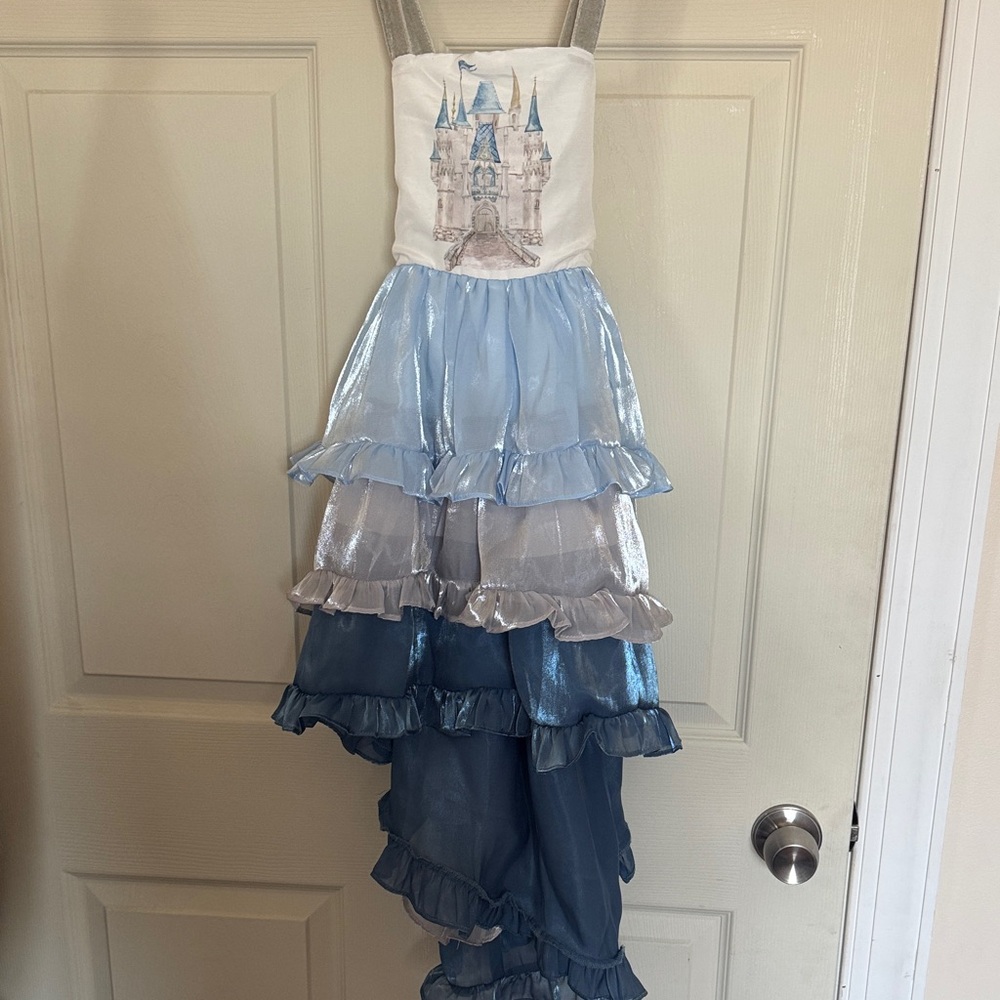 Girls Blue Tiered Ruffle Castle Dress